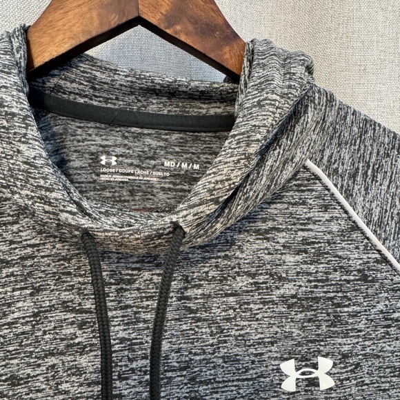 Woman’s Under Armour Hooded Heathered Grey Pullover Medium - Picture 4 of 14